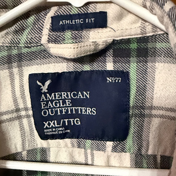 American Eagle Outfitters Green and White Flannel Shirt - Picture 2 of 4